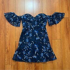 Bardot Sapphire Embroidered Off-the-Shoulders Mini Dress